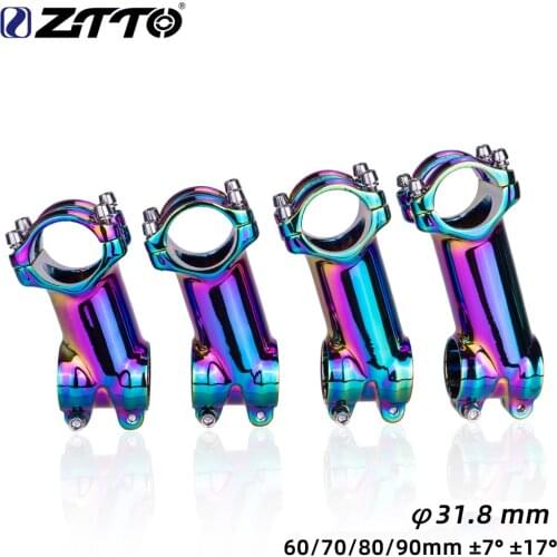 ZTTO rainbow colour MTB Road Bike Stem High Strength Lightweight Fit 31.8mm Handlebar stem for XC AM 7 17 Degree 60 70 80 90mm