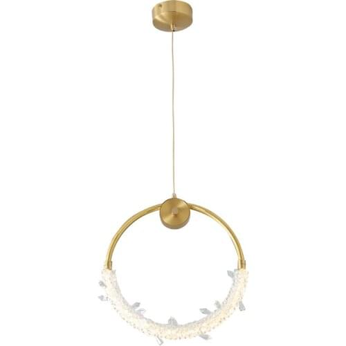 Modern Copper Round LED Pendant Lamp Living Room Hanging Lamps Background Wall Bedroom Bedside Crystal Wall Lamp PA0755-A