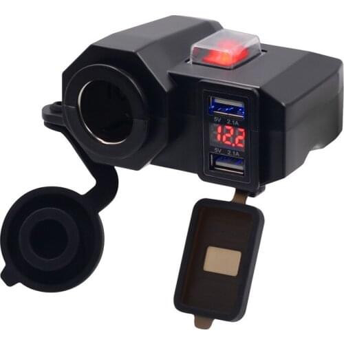 Motorcycle Dual USB Charger 5V 4.2A Moto Cigarette Lighter Voltmeter LED Display Socket Power Waterproof for Phone GPS charger