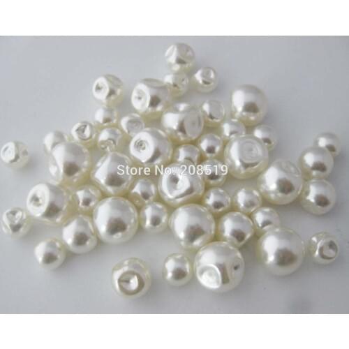 NBNLVL 8MM/10MM/12MM side hole sewing ABS Pearl buttons High Shining 100 pieces cream color wedding dress button