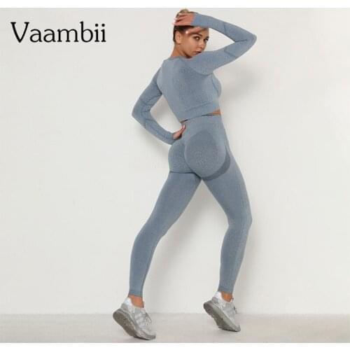Womens Wholesale Clothing Tracksuit Sport Suit For Fitness Clothes Woman Seamless Sports Two-piece Leggings Set Crop Top