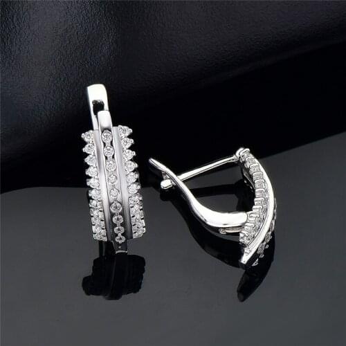 DY 925 Sterling Silver Earring Created Cubic Zirconia Delicate Special Hoop Earring For Women Wedding Engagement Fashion Jewelry