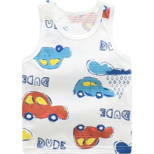 Small and medium-sized childrens vest summer thin baby cotton tops childrens sleeveless vests boys girls tops 80-130CM Height