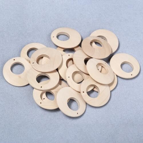 10pcs/lot Natural Unfinished Geometric Round Wooden Beads For Earrings Jewelry Making DIY Loose Wood Clips Pendant Beads 40mm