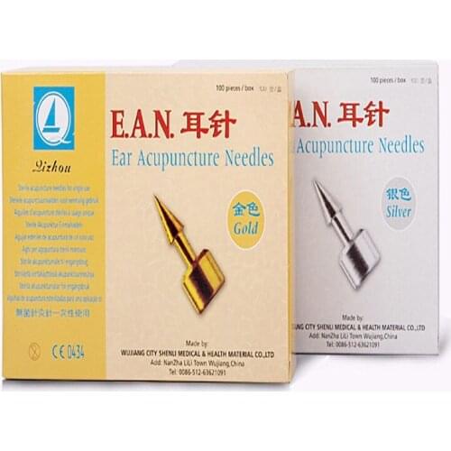 100Pcs/Box Sterile Acupunture Needle For Single Use Acupuncture Needle Ear Acupuncture Needles Gold Silver Color Ear Needle