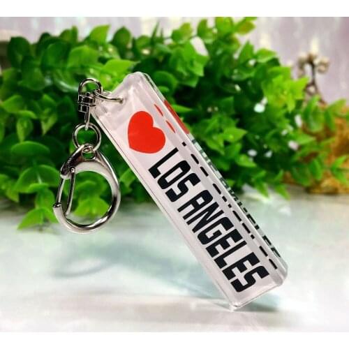 2020 Latest Design Acrylic Laser Keychain Las Vegas New Fashion Rectangular Double-Sided Paste Starlight Key Ring