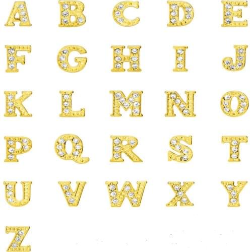 26 Letter A-Z Alphabet Mix Crystal Golden Letter Charms Floating Charm DIY Floating Locket Charms For Living Glass memory Locket