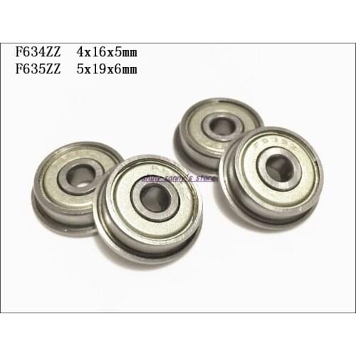 5pcs/Lot F634ZZ , F635ZZ Flange Bearing Deep Groove Ball Radial Ball Bearing Brand New