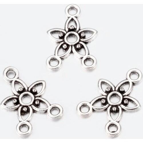 PandaHall 50pc 17.5x12x2mm Chandelier Components Lead Free and Cadmium Free Alloy Star Antique Silver Color