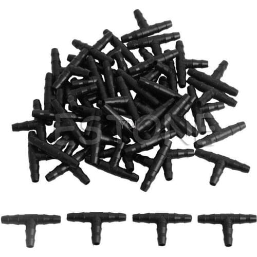 50 Pcs Sprinkler Irrigation Barb Tee Water Hose connectors Pipe Hose Fitting Joiner Drip System for 4mm/7mm Hose
