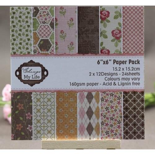 AlinaCraft 24 sheet 6"X6" Scrapbooking design patterned paper pack andmade craft paper craft Background pad
