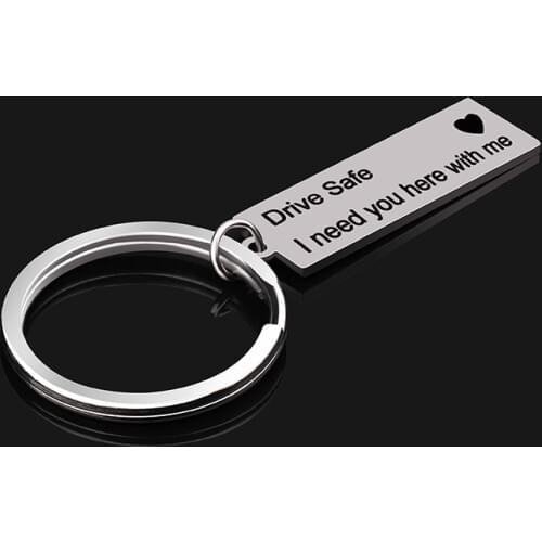Custom Keyring Engraved Drive Safe I Need You Here With Me For Lovers Couples Boyfriend Girlfriend DIY Stainless Steel Keychain
