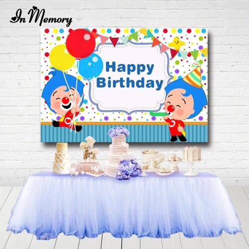 InMemory Cartoon Plim Plim Photography Background Kids 1st Birthday Backdrop Baby Shower Boys Balloon Photocall Studio Props