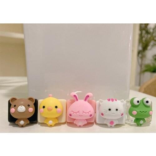 Cute Cartoon Animal Rings for Women Square Color Resin Ring Bunny Cat Frog Cartoon Acrylic Ring Exaggerated Jewelry for Girl