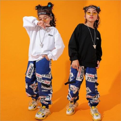 Kids Clothes Sets Childrens Costumes For Boys Hip-hop Suits Girls Jazz Loose Dance Practice Clothes Tops Camouflage Pant Sets