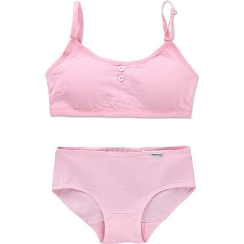 Girls' bra set development period adjustment type cotton tube top with inserts and no steel ring for girls 10-16 years old