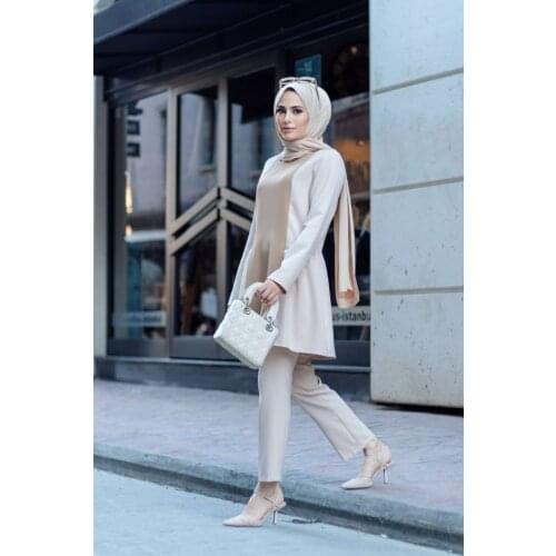 Garni Suit Beige / Suit For Hijabi Muslim Woman Top and Pants