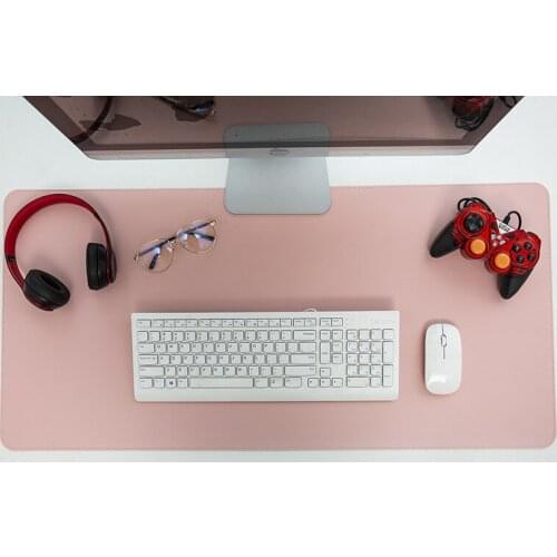 Waterproof Leather Table Coth Computer Mouse Desk Pad Kitchen Home Office Table Cover Mat Book Mat Rectangle Pink Tablecloth