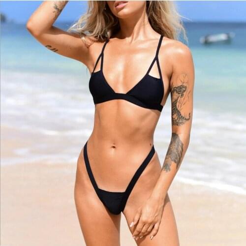 2-piece swimsuit triangle split bikini sexy half-pack hip multicolor strap bikini