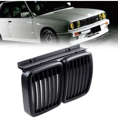 80% Hot Sell 1 Pair Car Grilles Mesh Sheet Matte Black Front Racing Grill 51131884350 for BMW E30 M40 1982-1994