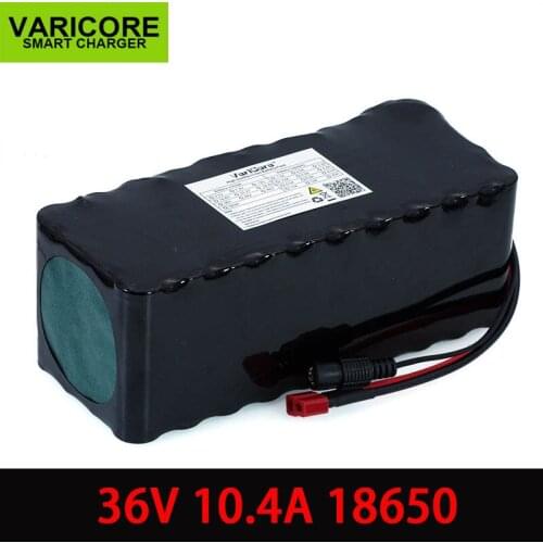 36V 10400mAh 18650 Lithium Battery 10.4ah Motorcycle Electric Car Bicycle Scooter batteries with BMS Black insulation