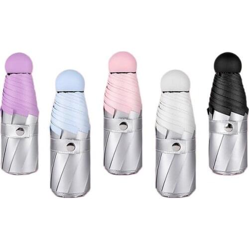 Mini Umbrella, Pocket Umbrella 8 Ribs Lightweight Compact Folding Umbrella Windproof Rain and Sun Umbrella with Reinforced Frame