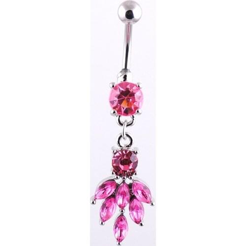 Fashion Cute Crystal Pteris Long Dangle Dance Belly Button Rings