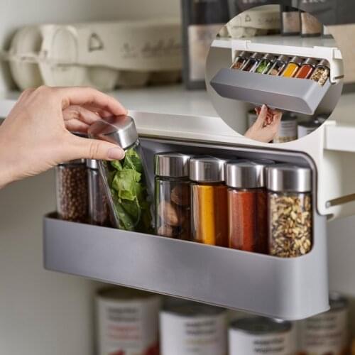 2021 New Home Kitchen Accessories Hanging condiment racke Drawer Under-Shelf Spice Bottle Organizer Storage Rack Kitchen Storage