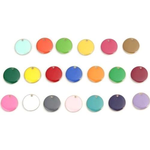 DoreenBeads Hot Fashion Copper Enamelled Sequins Pendant Charms Colorful Round Jewelry DIY Findings 16mm Dia., 10 PCs
