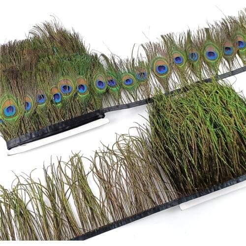 Wholesale Peacock Feathers Fringe Trims Natural Peacock Blue Ribbon Holiday Decoration Wedding Accessories DIY Sewing Trimmings