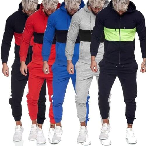 QNPQYX Autumn Mens Sportswear Two Piece Set Mens Casual Hooded Sports Wear Mens Tracksuit Training Sweat Suit Men Track Suits