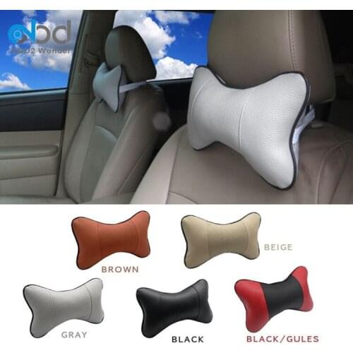 Car Seat Headrest Travel Rest Neck Pillow Universal Headrest Leather Cotton Soft Safety Breathable Car Seat Head Neck Cushion