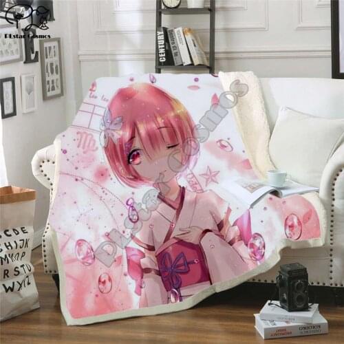 Plstar Cosmos Anime girl sexy Re Zero Blanket 3D print Sherpa Blanket on Bed Home Textiles Dreamlike style-5