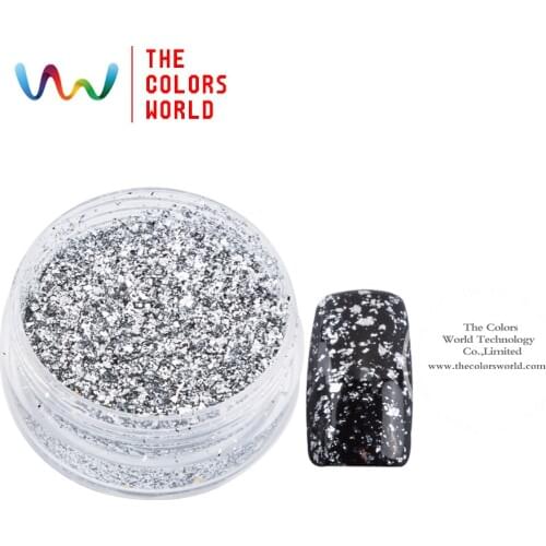 TCWZ801 Metallic luster Silver foil Colors Mylar Sheet Random Cut Size Flakes for nail decoration and other art DIY decora