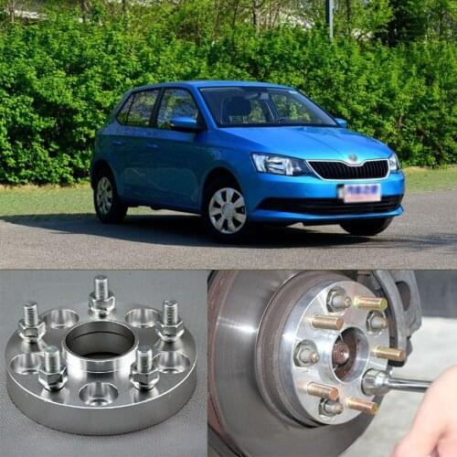 Teeze 4pcs New Billet 5 Lug 14*1.5 Studs Wheel Spacers Adapters For Skoda Fabia 2008-2018