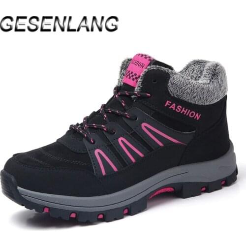 Women Walking Shoes Plus Fur High Top Casual Female Snow Boots Winter Sneakers For Women Warm Ladies Ankle Boots Barefoot Shoes