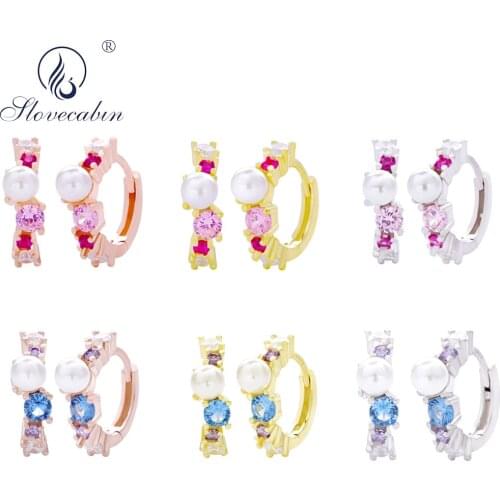 Slovecabin 925 Sterling Silver Under Sea Huggies Hoop Earrings Rose Gold Color Women Engagement Femme Earrings Women Gift