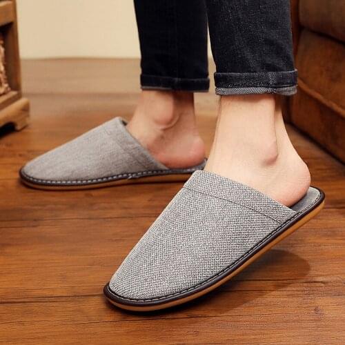 Winter Mens Slippers Warm Home Fur Slipper Cotton and Linen Male Couple Platform Indoor House Shoes for Husband Gift Plus Size