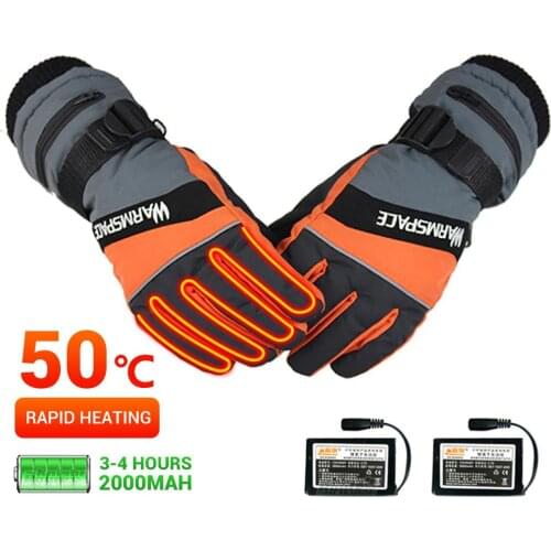 Winter Heated Gloves Hiking Gloves Waterproof Full Finger Camping Skiing Hunting Tactical Motorcycle Gloves Battery Powered