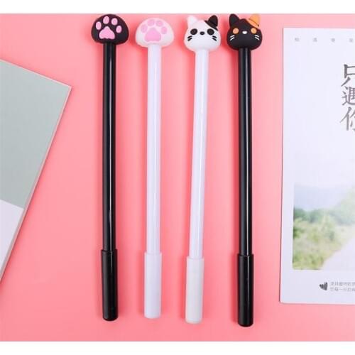 1 Pc 0.5mm Cute Cat Gel Pen Papelaria Cartoon Kawaii School Office Supplies Student Stationery Black Ink Pen