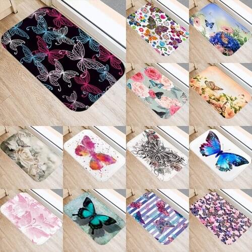 1pcs Dandelion Butterfly Pattern Anti-Slip Suede Carpet 40*60cm Door Mat Doormat Outdoor Kitchen Living Room Floor Mat Rug 48272