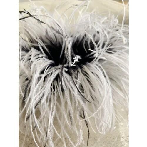 1 yard Black Ostrich Feather Fringe Trim With Ombré Color Black And White