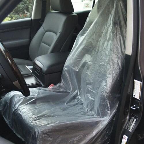 100pcs Car Disposable Plastic Seat Cover Garage Universal Disposable Plastic Seat Covers Vehicle Protectors for Pets