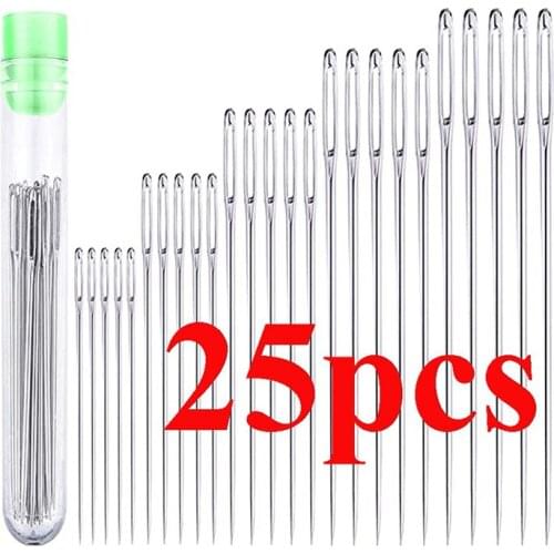 25pcs 5 Sizes Sewing Needless Household Funiversal Stainless Steel Darning Hand Sewing Needles Embroidery Tool Diy Accessories