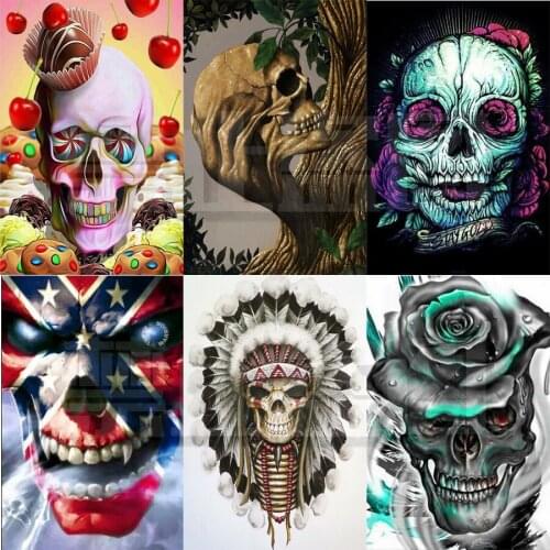 3D DIY Diamond Painting Cross Stitch Pattern 5D Diamond Embroidery Icon Mosaic Resin Full Drill Home Decor Pretty Flower Skull