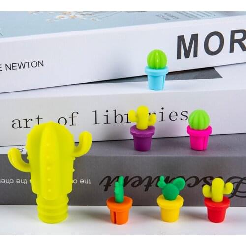 7pcs Silicone Cactus Party Wine Glass Marker Charms Drinking Buddy Cup Identification Cup Labels Tag Signs Bottle Wine Stopper