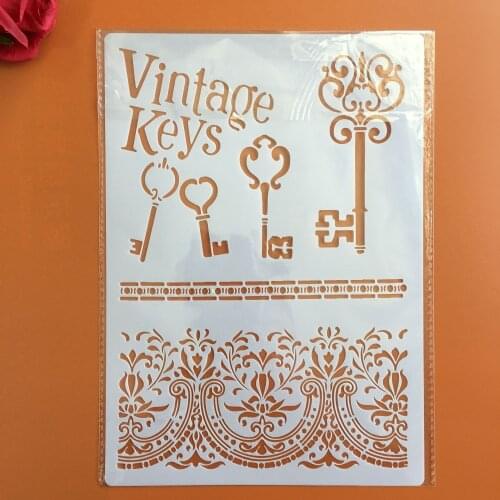 A4 29 * 21cm keys Mandala DIY Stencils Wall Painting Scrapbook Coloring Embossing Album Decorative Paper Card Template,wall cake