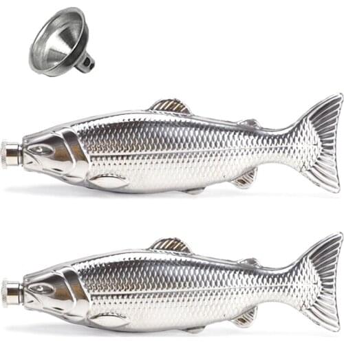 Promotion! Fish-Shape Hip Flask 5Oz Bottle Mini Pocket Flask Stainless Steel Party Drinkware for Outdoor
