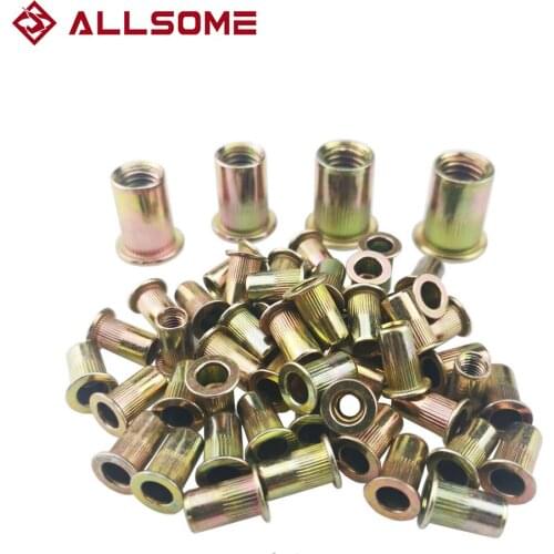 ALLSOME 300Pcs Rivet Nut Metric Aluminum Alloy Nuts Insert Riveting M3 M4 M5 M6 M8 M10 M12 Flat Head Nut Sets Kit