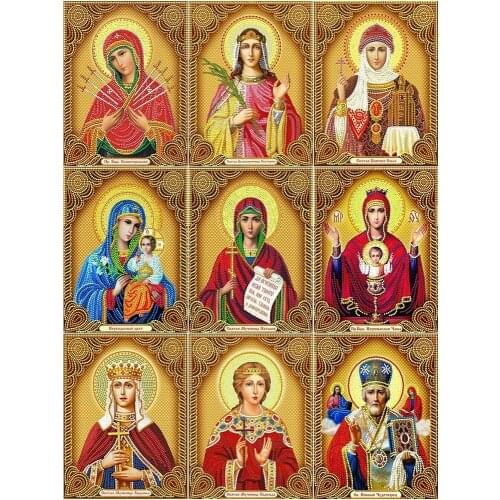 Huacan Diamond Painting Madonna Full Square Diamond Embroidery Religion Home Decoration 5D Diy Mosaic Rhinestone Gift